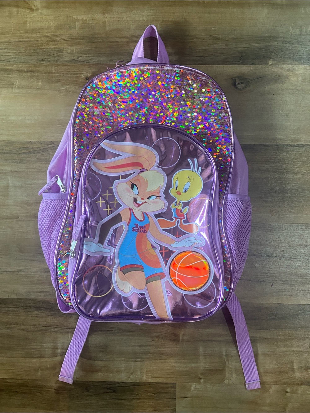 Vintage Space Jam Purple Sequin Kids Backpack